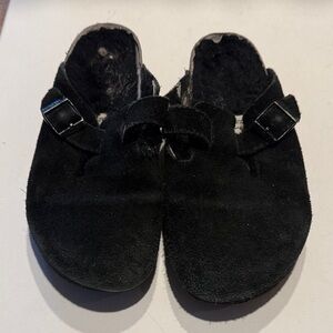 Birkenstock Black Suede Slip-On Sandals